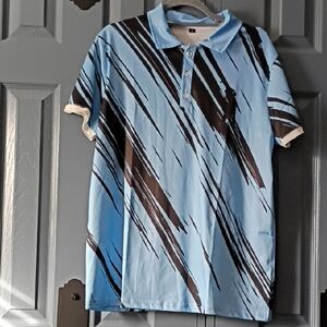 Stylish Blue and Black Men's Golf Shirt